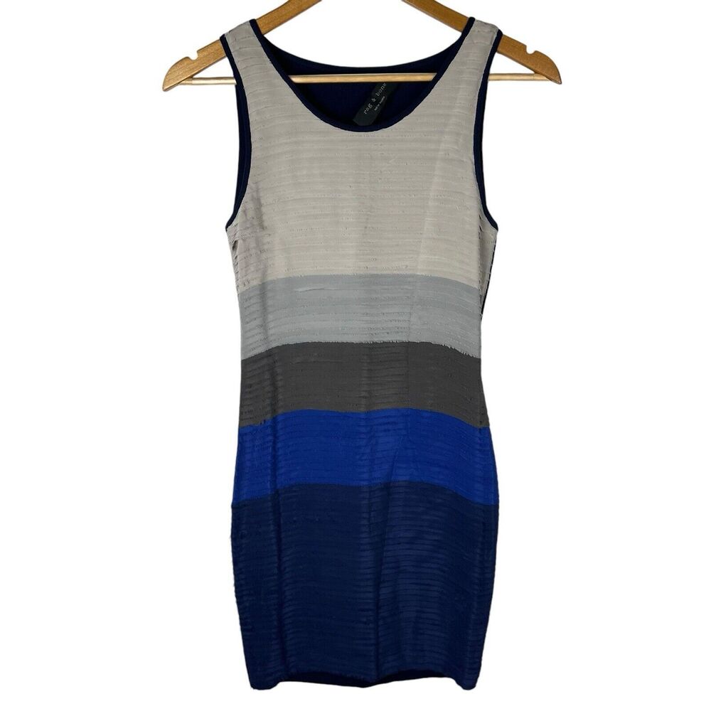 Rag & Bone Womens XS Silk Layered Bodycon Dress Colorblock Short Designer Preppy